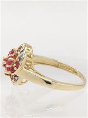 14k 3.8g Solid Yellow Gold Synthetic Spinel Swirl Bouquet Diamond Ring Size-7